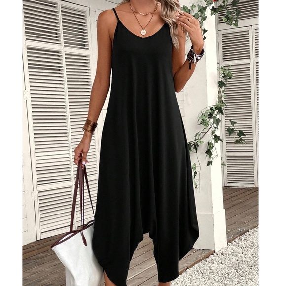 Boho Solid Harem Leg Cami Jumpsuit - Picture 3 of 12